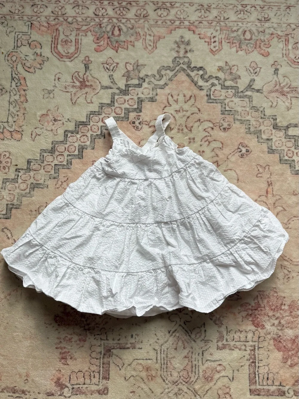 Janie and Jack Baby Seersucker White Tiered Dress 6-12m